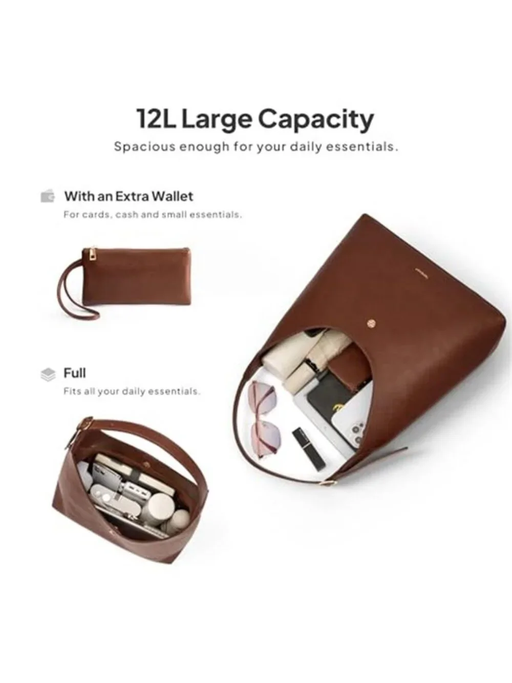 Slouchy Hobo Bags for Women, Large Shoulder Handbag with Wallet,Chic PU Leather